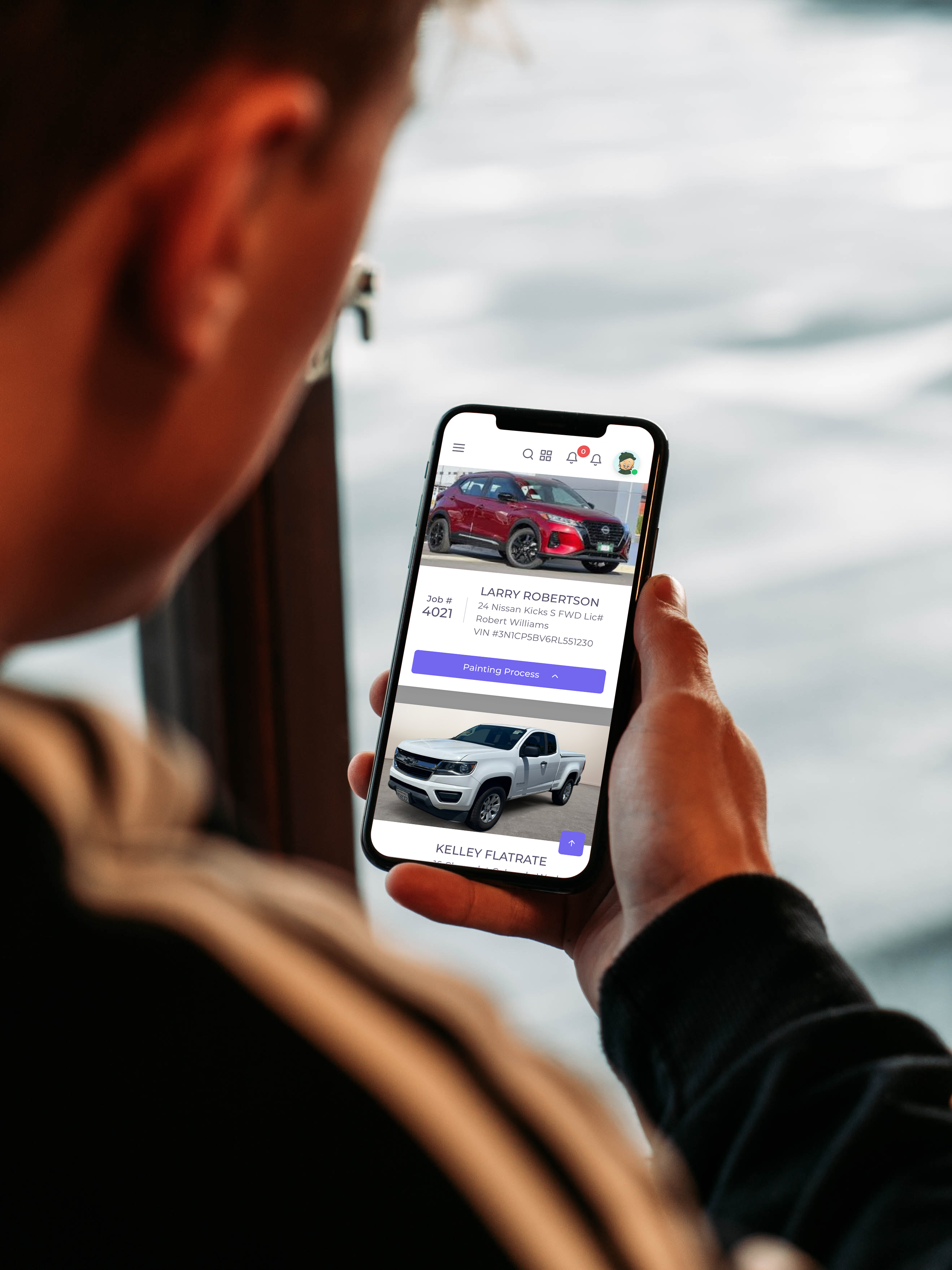 Cyber Garage mobile app used on a phone